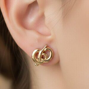 NWT Authentic Vintage Christian Dior Monogram CD Gold Earrings with 14k Post